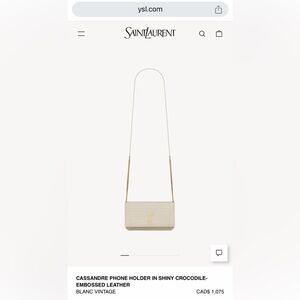 Brand New Authentic YSL Cassandre Cream Leather Phone Holder